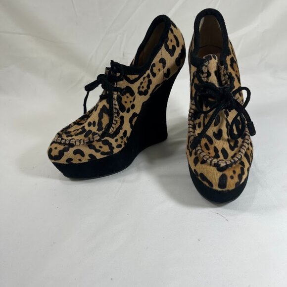 L.A.M.B. Gwen Stefani Leopard Wedge Shoes - 7 1/2 M - Picture 1 of 9